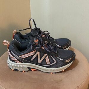 New Balance Black and Peach Trail Sneakers